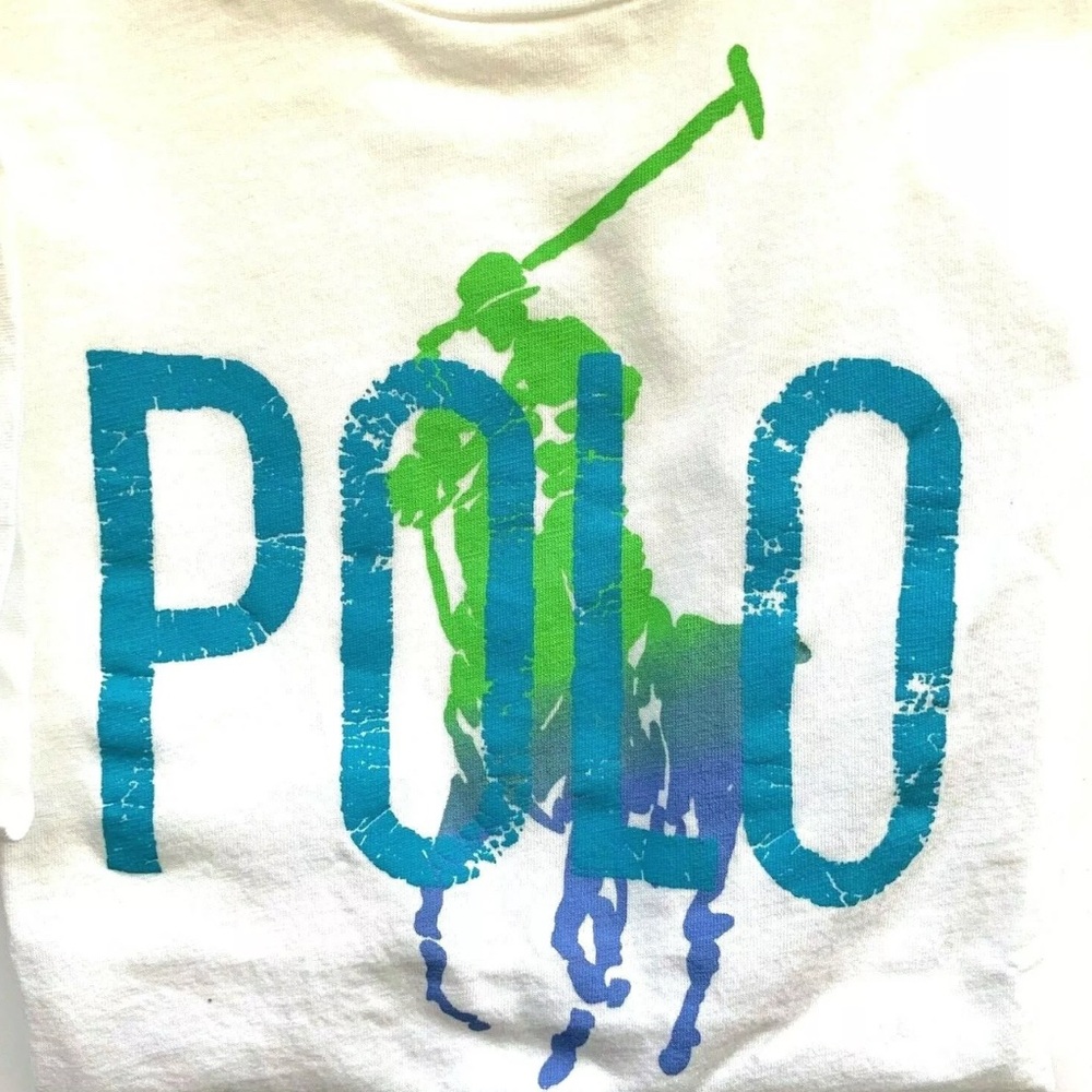 Polo by Ralph Lauren Kids White and Blue Graphic Tee